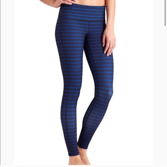 Athleta Pants - Athleta Blue Striped Chaturanga Leggings Tights